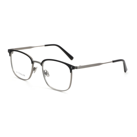 A pair of browline style  eyeglasses