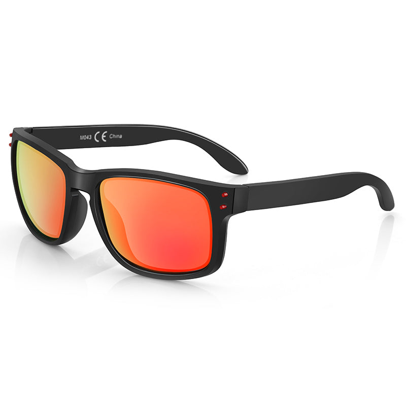 Zenottic Owen Sport Sunglasses with black frame and orange polarized lenses