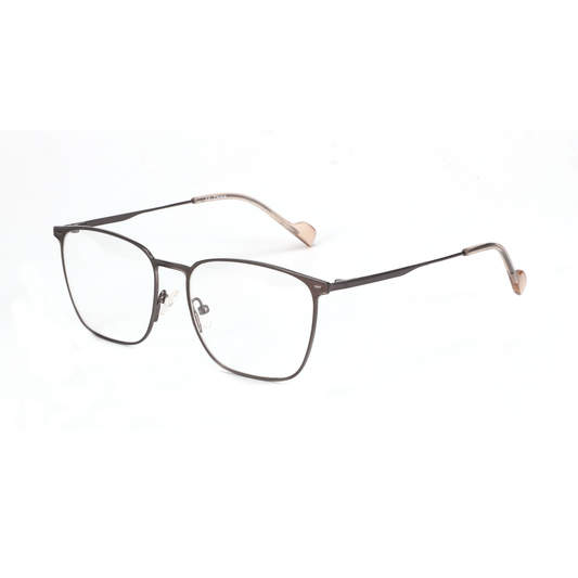Zenottic Doroga square metal frame eyeglasses in brown with clear lenses, CE China.