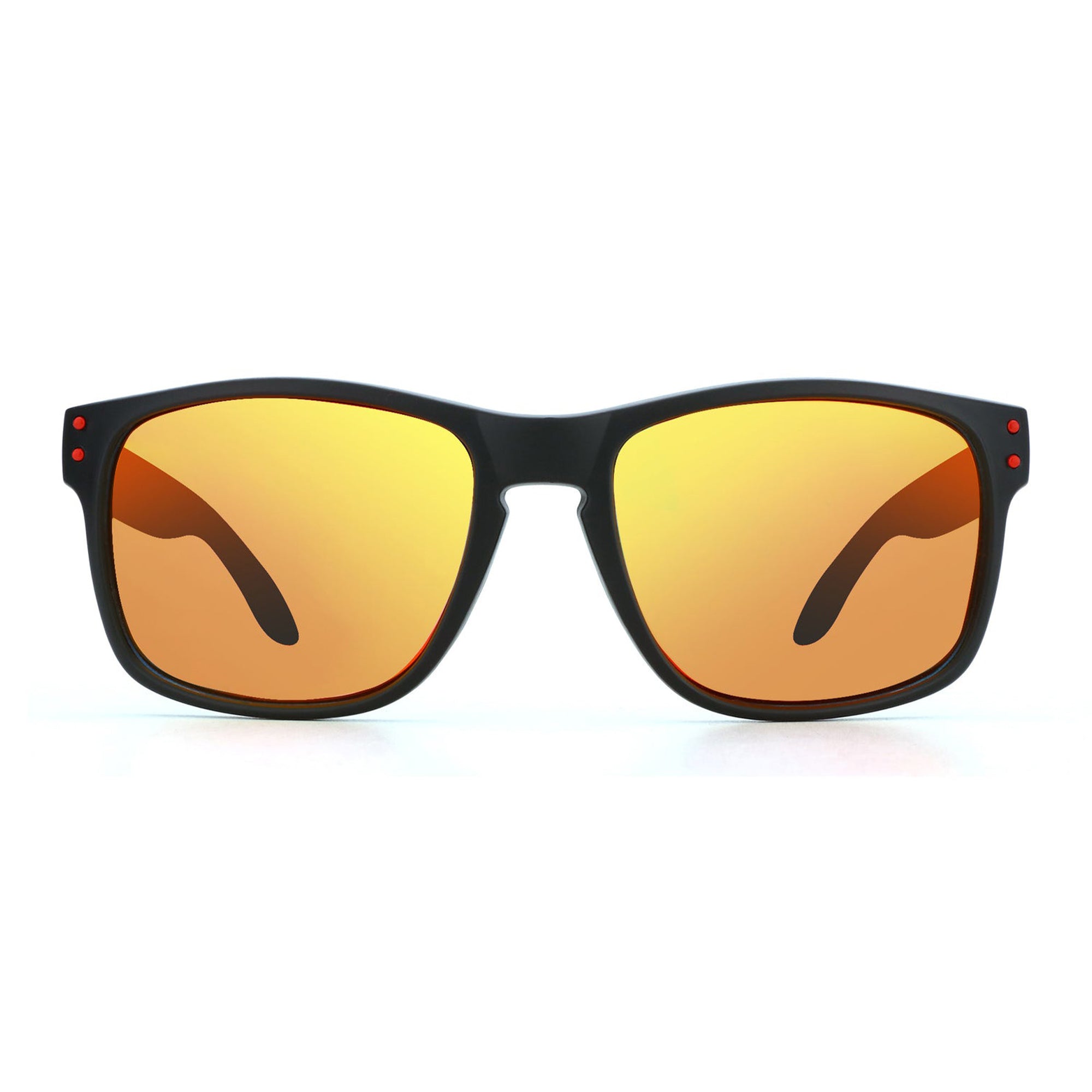 Zenottic Owen Sunglasses - Black frame with orange polarized lenses, sport style.