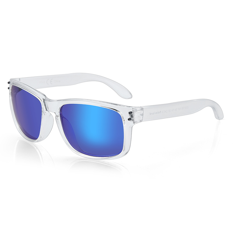 Zenottic Owen transparent frame sunglasses with blue mirrored lenses
