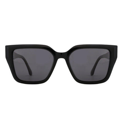 Black square Zenottic sunglasses with acetate frame and gray UV protection lenses