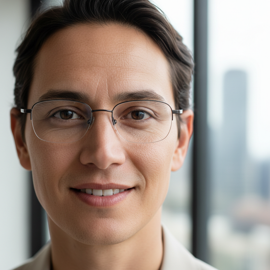 ZENOTTIC thin high-index prescription glasses with a lightweight modern frame worn by a stylish person