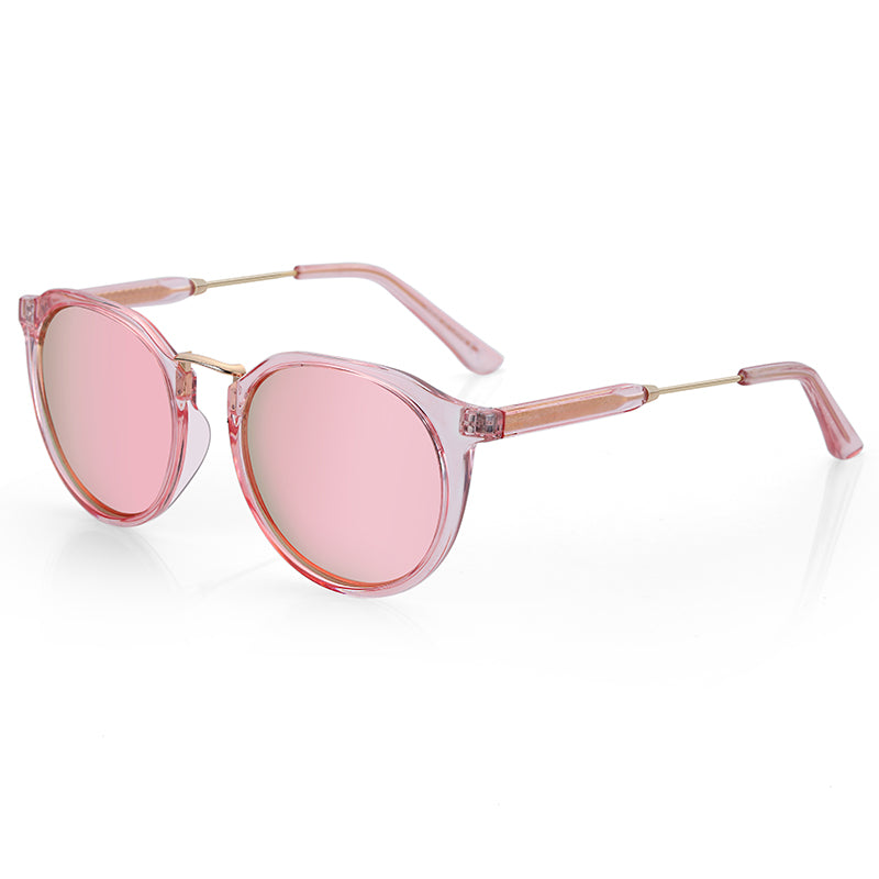 Zenottic Leah sunglasses with pink plastic frame and lenses, round style