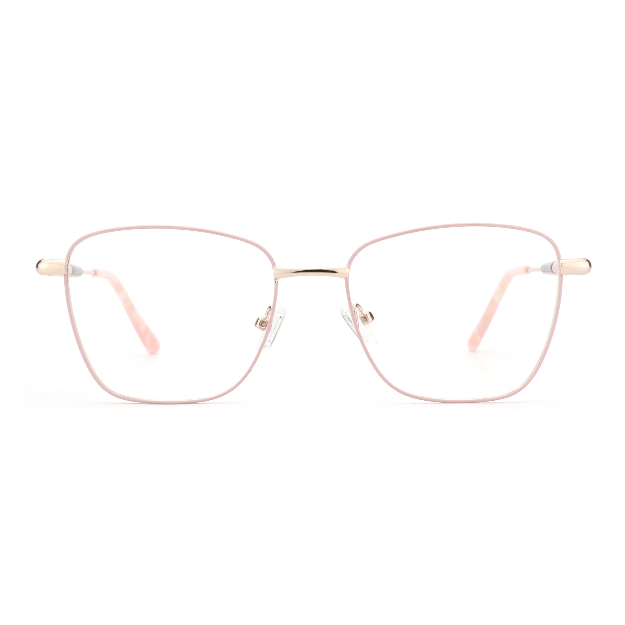 Zenottic Bblythe Eyeglasses: Pink metal square frame, prescription-ready lenses, CH2005 52☐18-140, affordable eyewear.