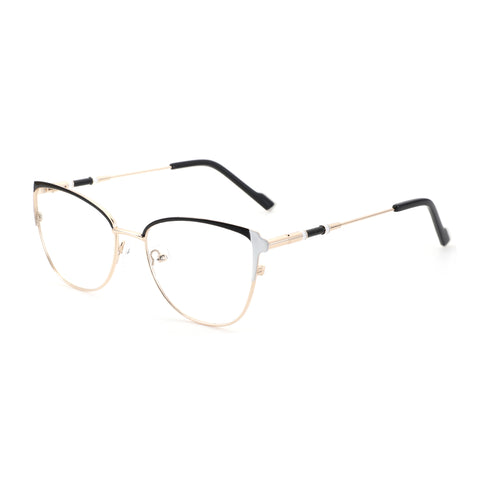 Zenottic eyeglasses, gold metal frame, black accents, FRHD605