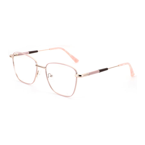 Zenottic Bblythe eyeglasses with pink metal square frame, prescription-ready, CH2005