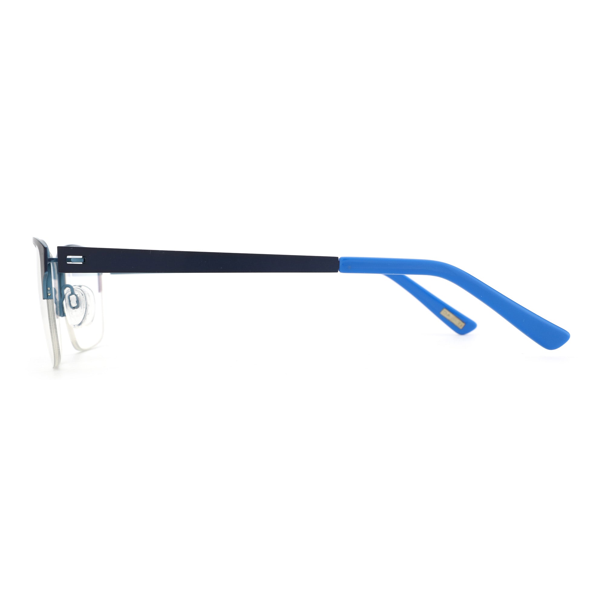 Zenottic Eyeglasses Setlla: metal frame with blue temples and clear lenses.
