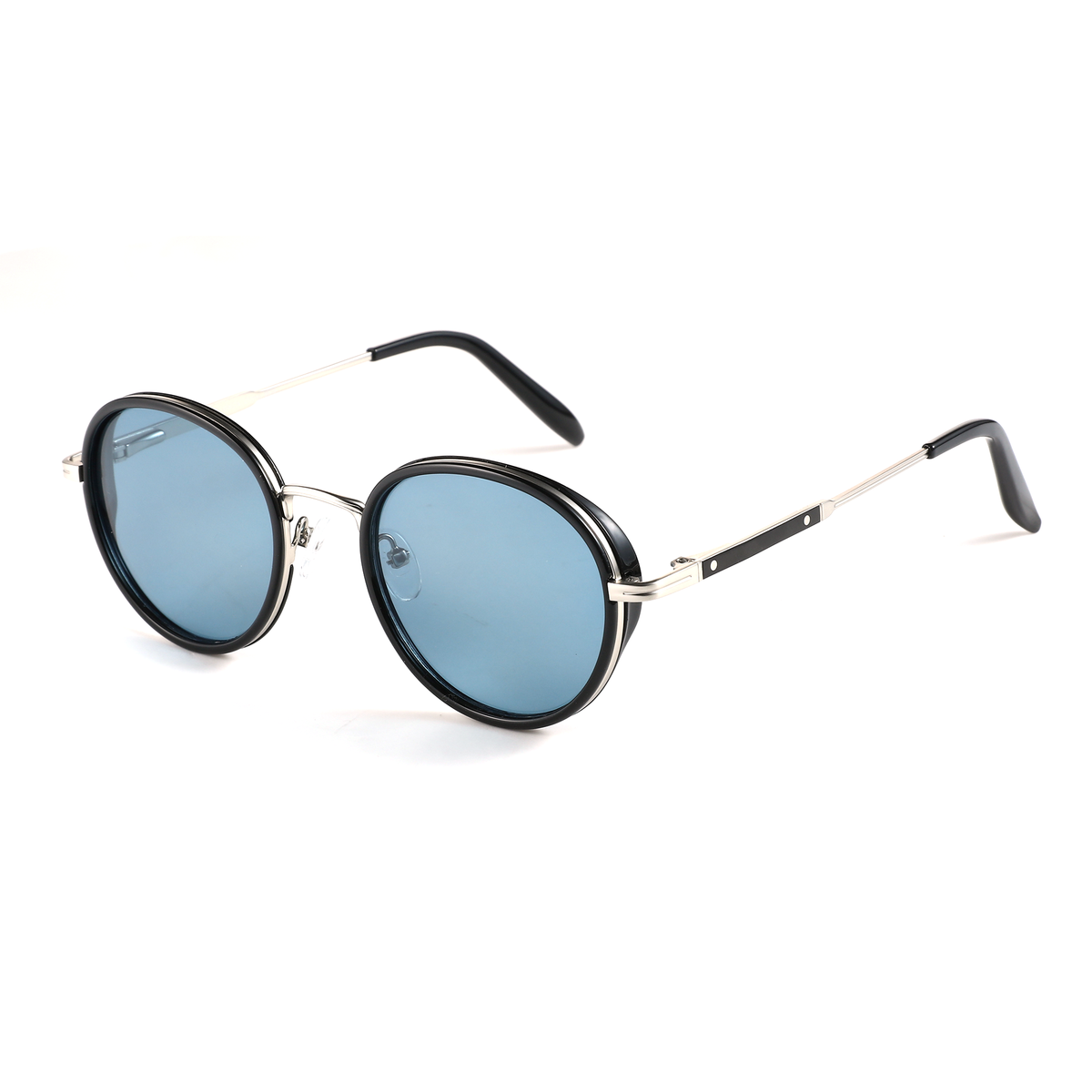 Zenottic Diego sunglasses with black TR90 frame, blue polarized lenses, round shape