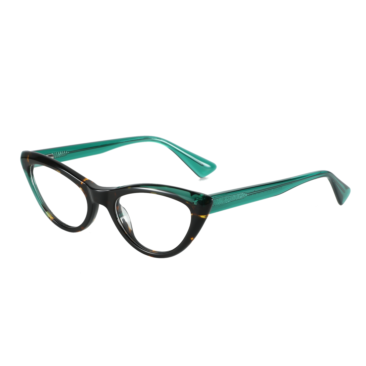 Zenottic Barbara cat eye eyeglasses with tortoise and green frame, perfect for outdoor activities.
