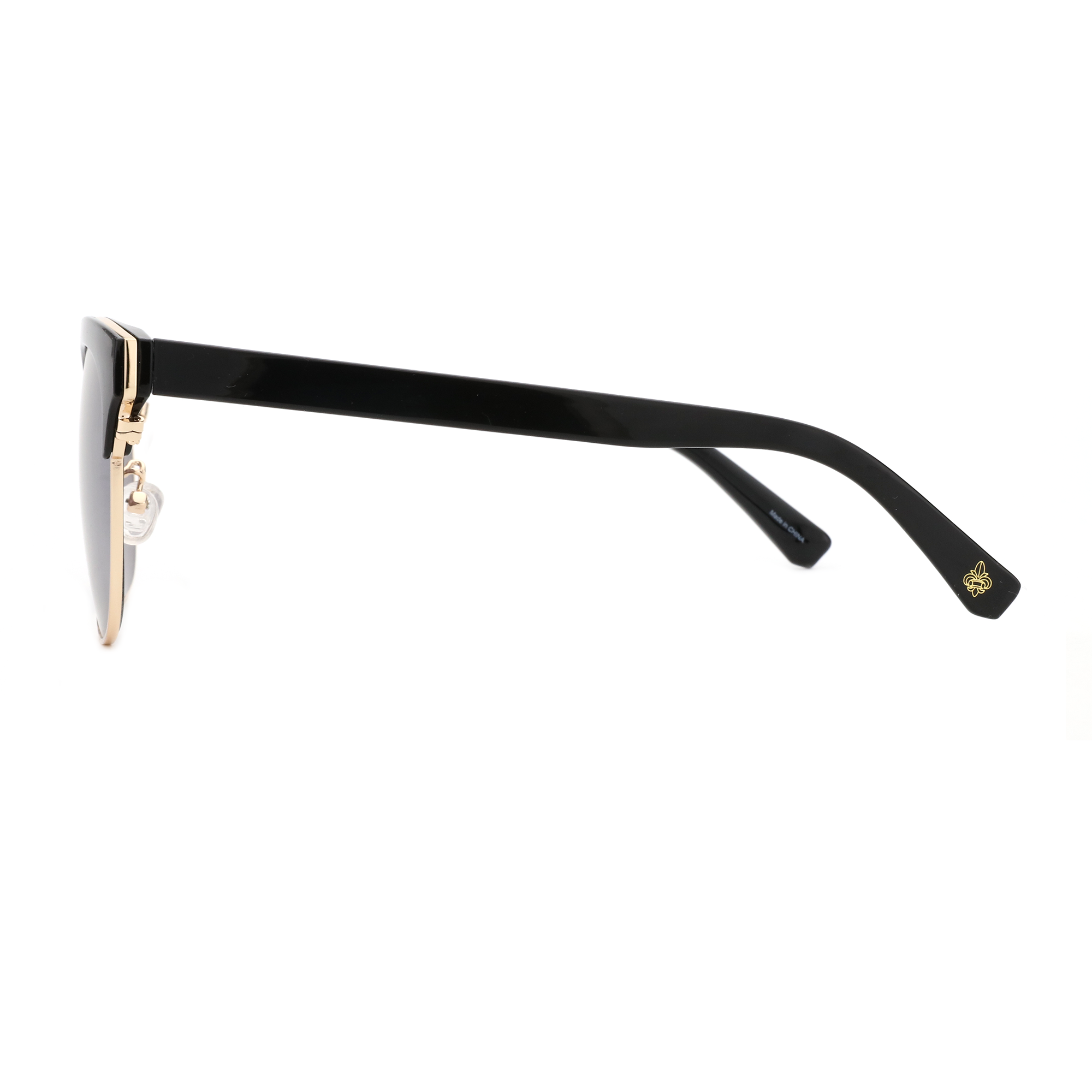Zenottic Alston sunglasses in black acetate with gold accents, side view