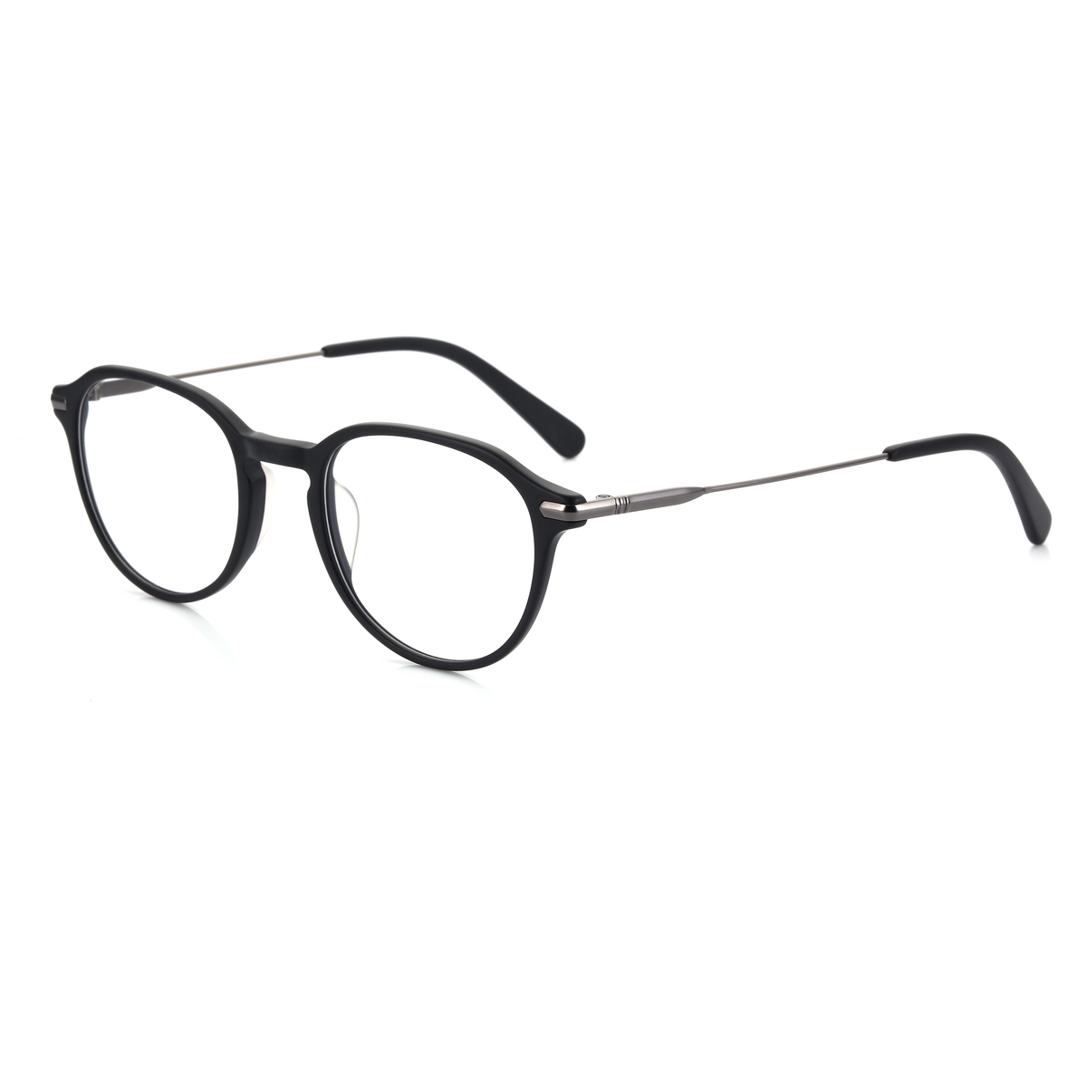 Zenottic Juan eyeglasses in black acetate with metal temples, round lenses, eyewear