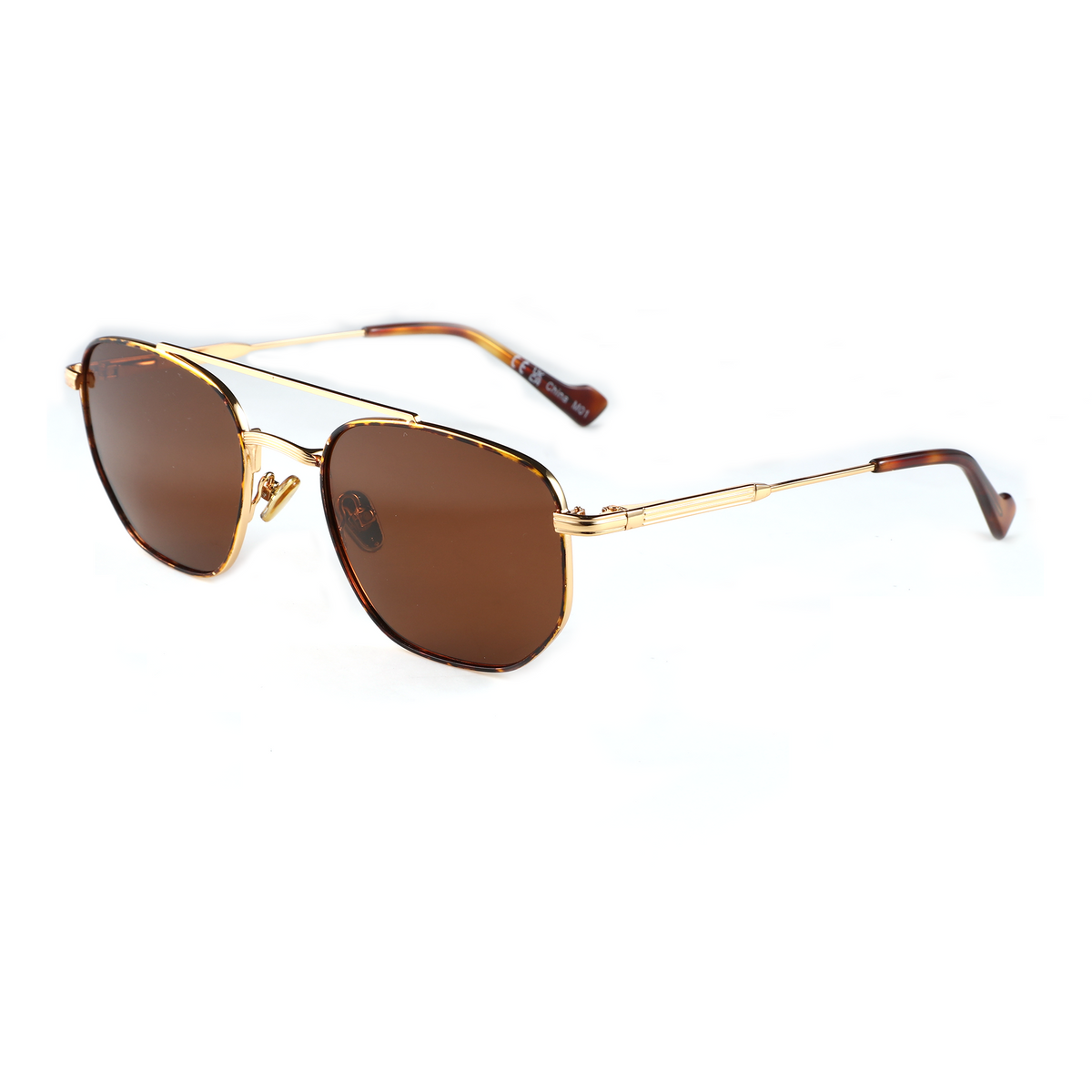 Zenottic Jeff Sunglasses with gold metal frame and brown lenses, aviator style, UV400 protection