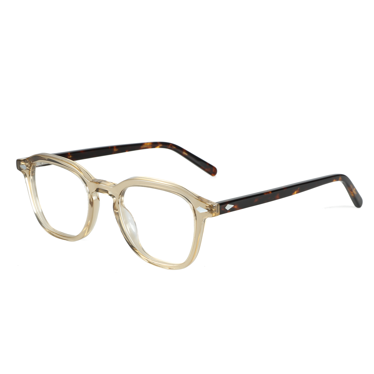 Zenottic Rose Eyeglasses in clear and tortoise acetate, square frame retro style