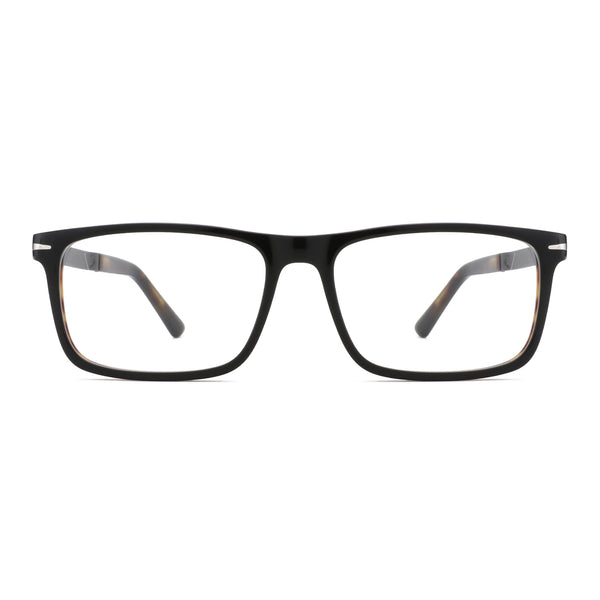 Augus Rectangle Acetate Glasses | Black/Demi Frame - zenottic