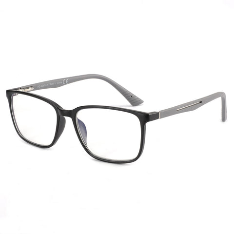Zenottic Don reading glasses with black square frame and gray temples, blue light blocking lenses