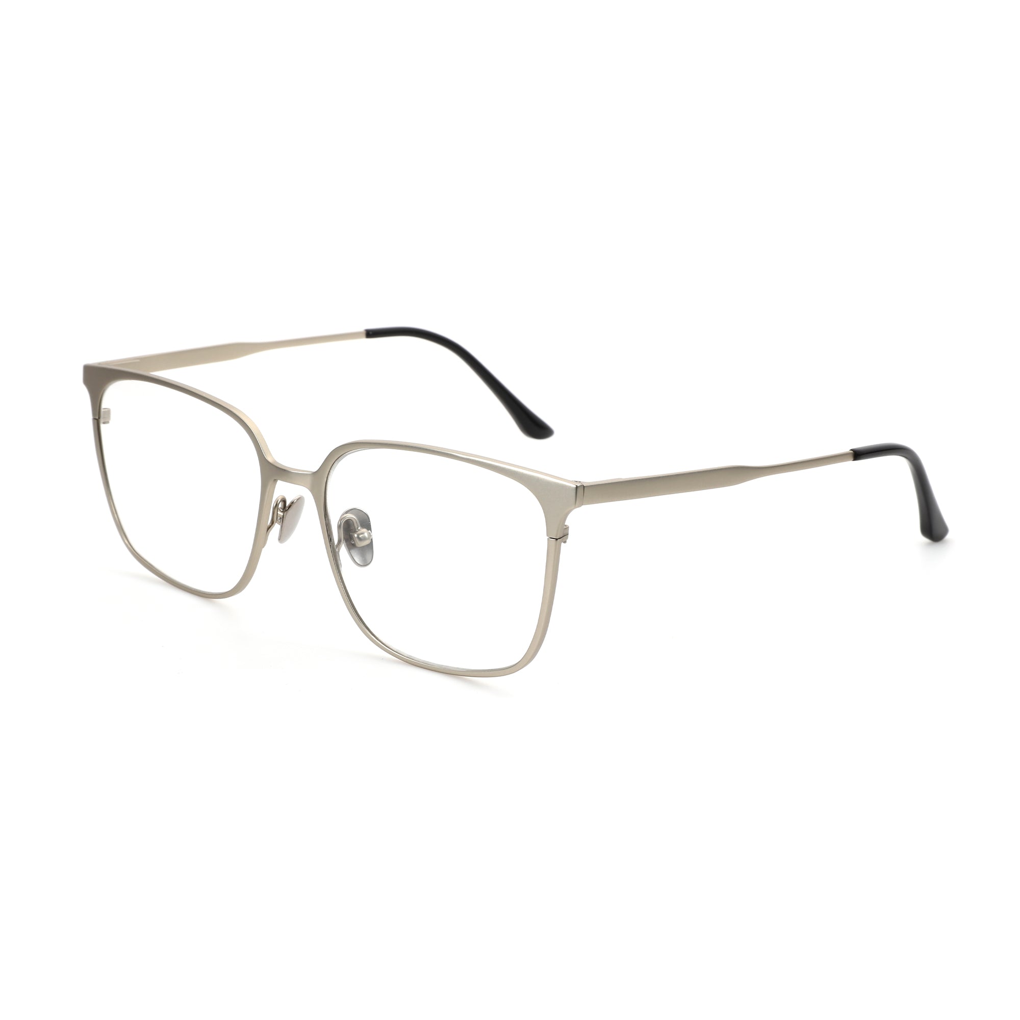 Zenottic Quince eyeglasses, silver metal full-rim frame, square shape, prescription ready