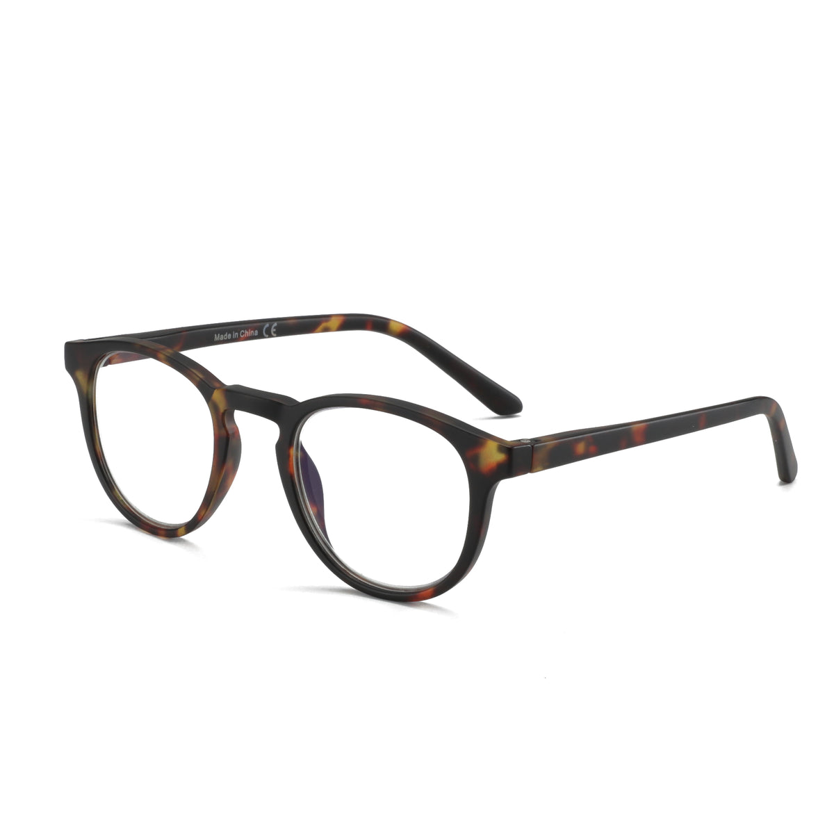 Zenottic Abass round blue light glasses, tortoiseshell plastic frame, Made in China, eye strain relief