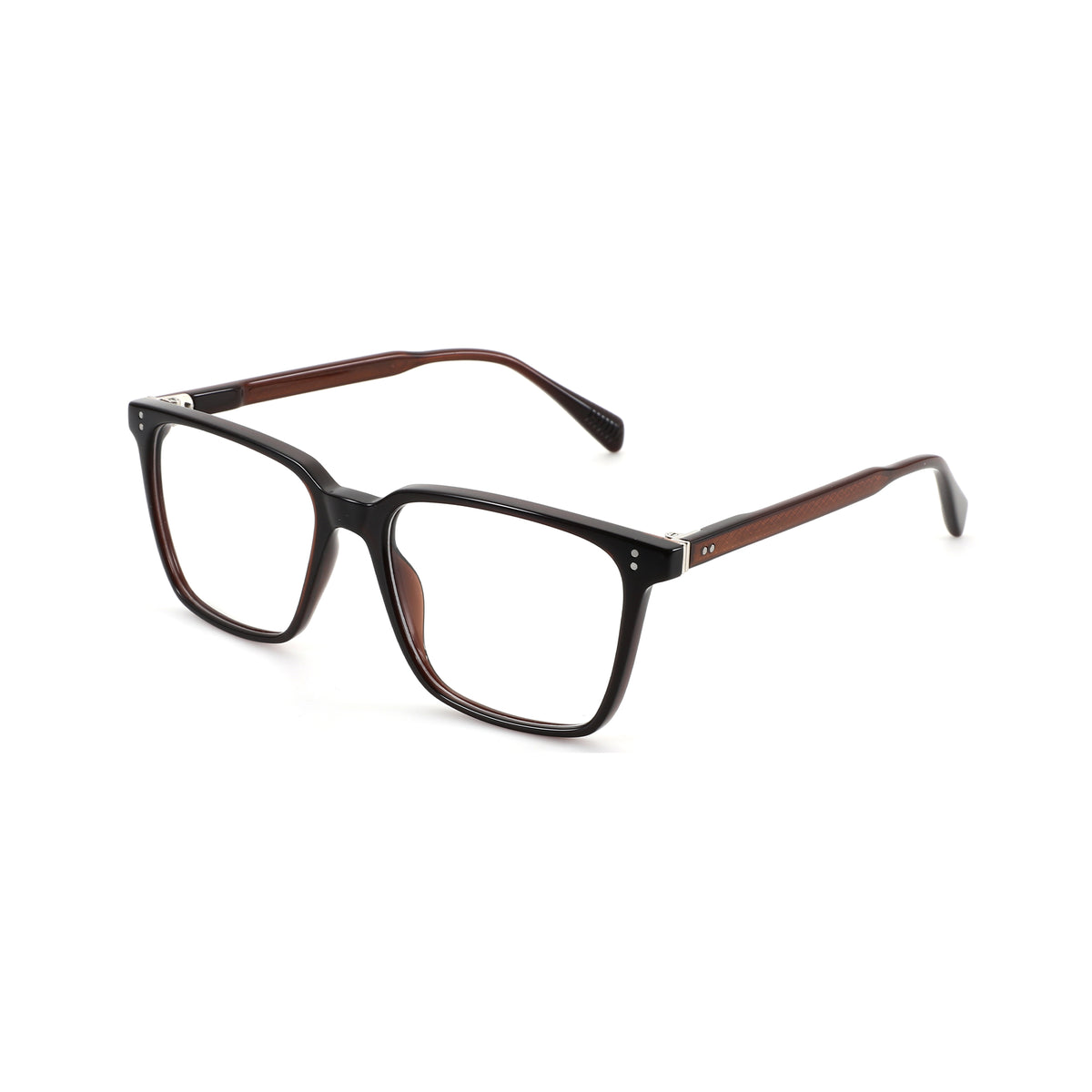 Zenottic Silvester eyeglasses with brown tortoise shell plastic frames and wood-grain temples.