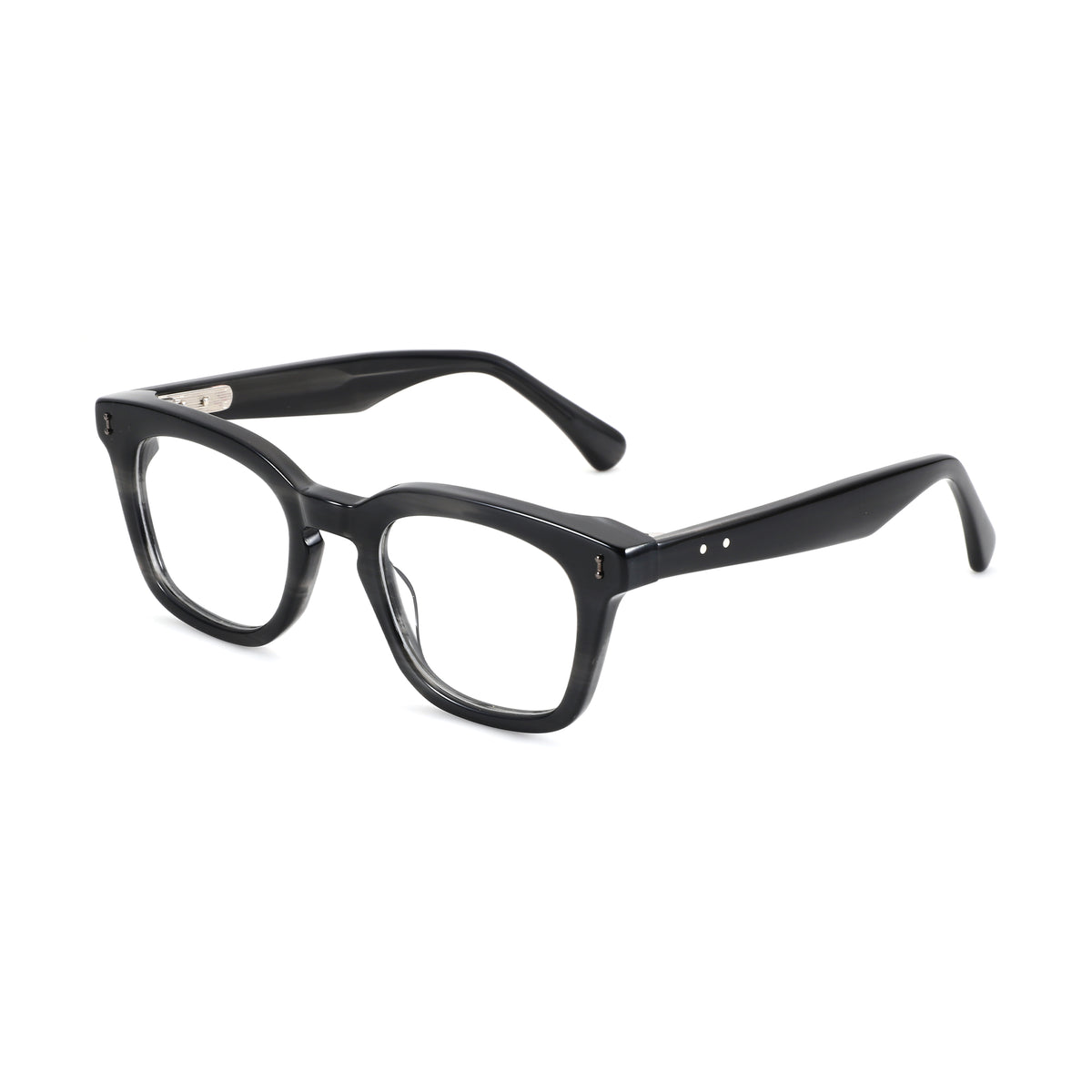 Zenottic Sofia eyeglasses in dark grey acetate with a thick, retro square frame.