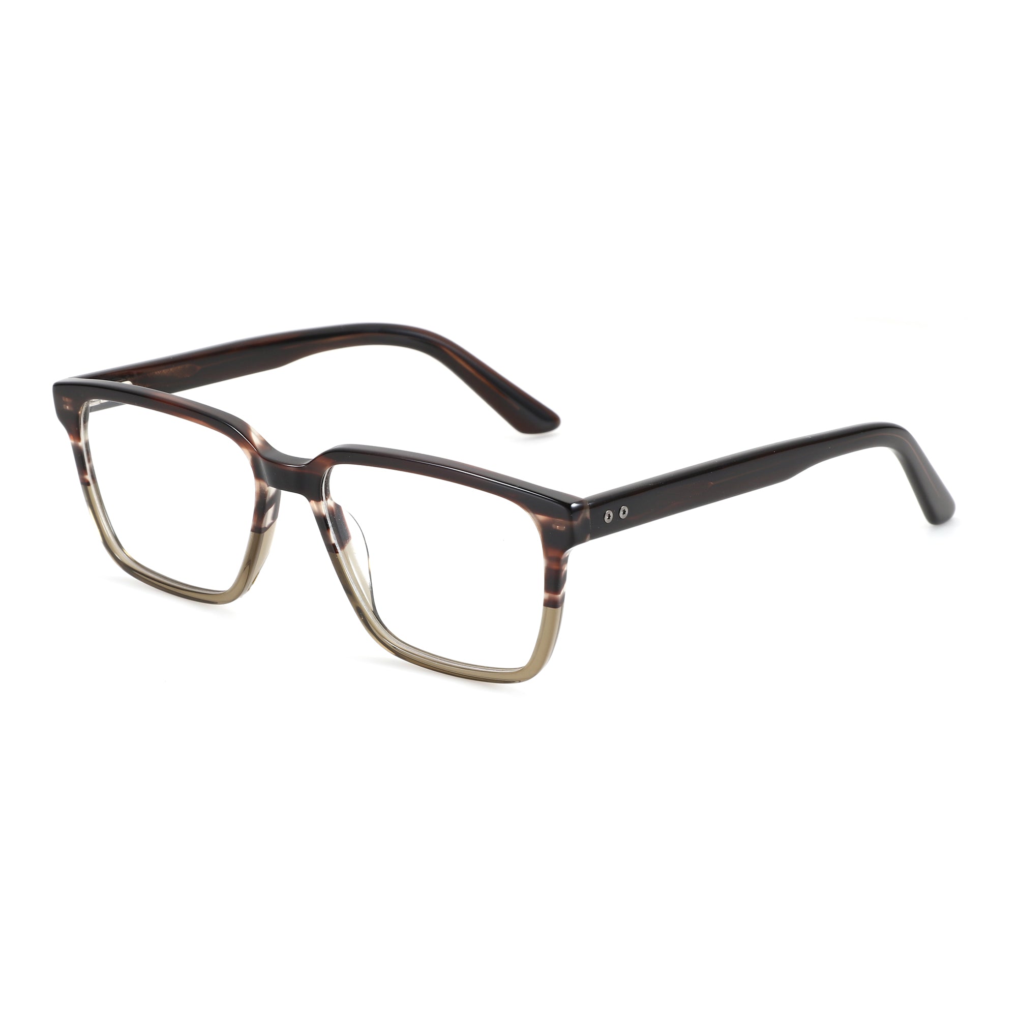 Zenottic Ezra eyeglasses: brown & tan tortoise shell acetate square frame.