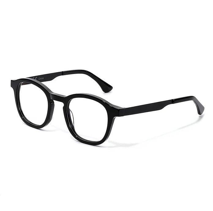Zenottic Abel eyeglasses, black acetate frame with clear lenses, classic round design