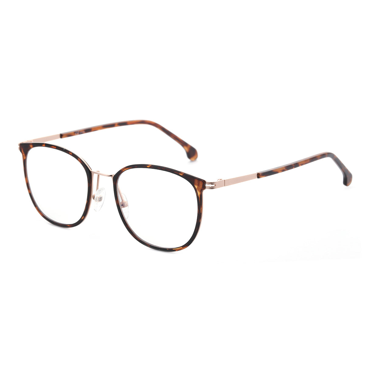 Zenottic Maria Blue Light Blocking Glasses with tortoise shell pattern and metal frame.