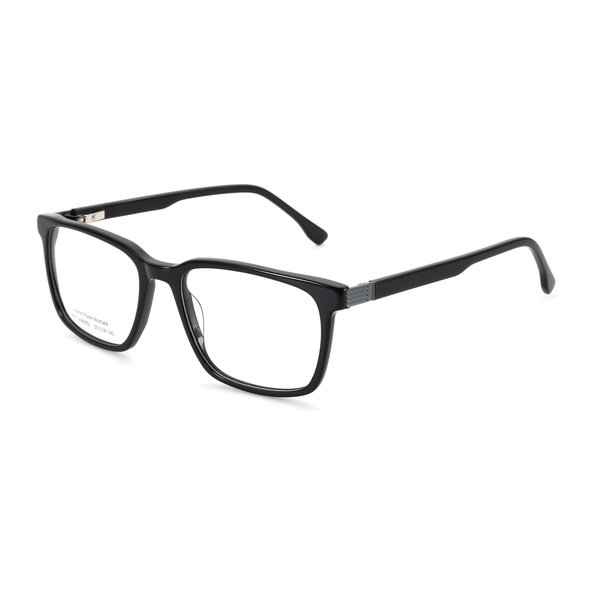 Black square acetate eyeglasses, clear lenses, Zenottic Lucky Eyeglasses