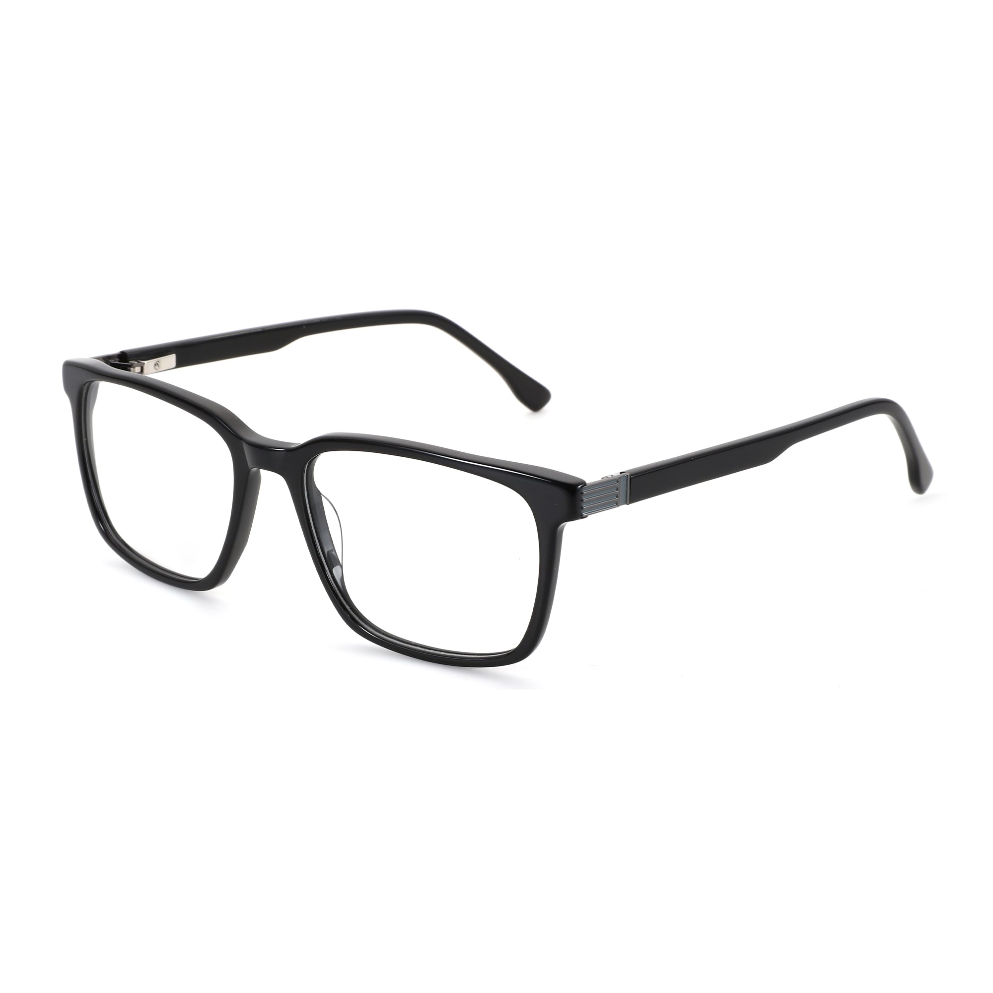 Black square acetate eyeglasses, clear lenses, Zenottic Lucky Eyeglasses