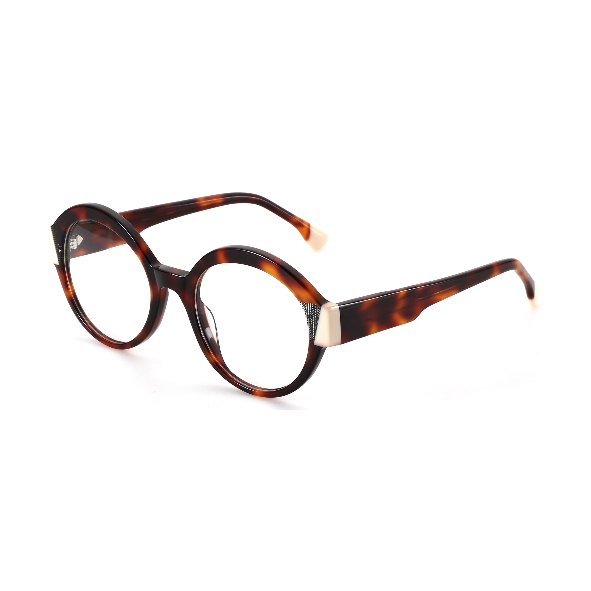 Zenottic Melanie eyeglasses in a tortoiseshell acetate frame with a modern round shape.