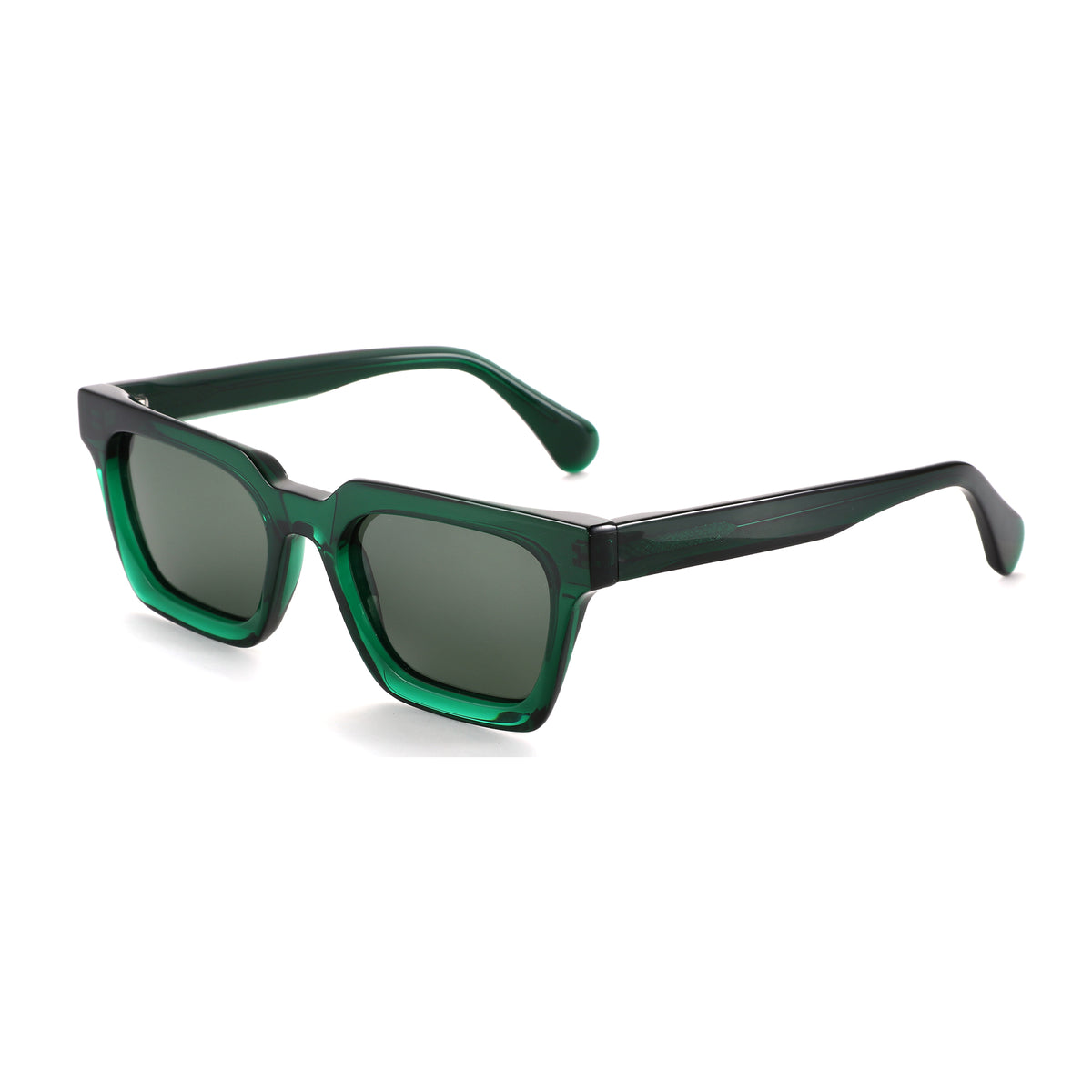 Zenottic Neriah sunglasses in green acetate, square frame with dark lenses