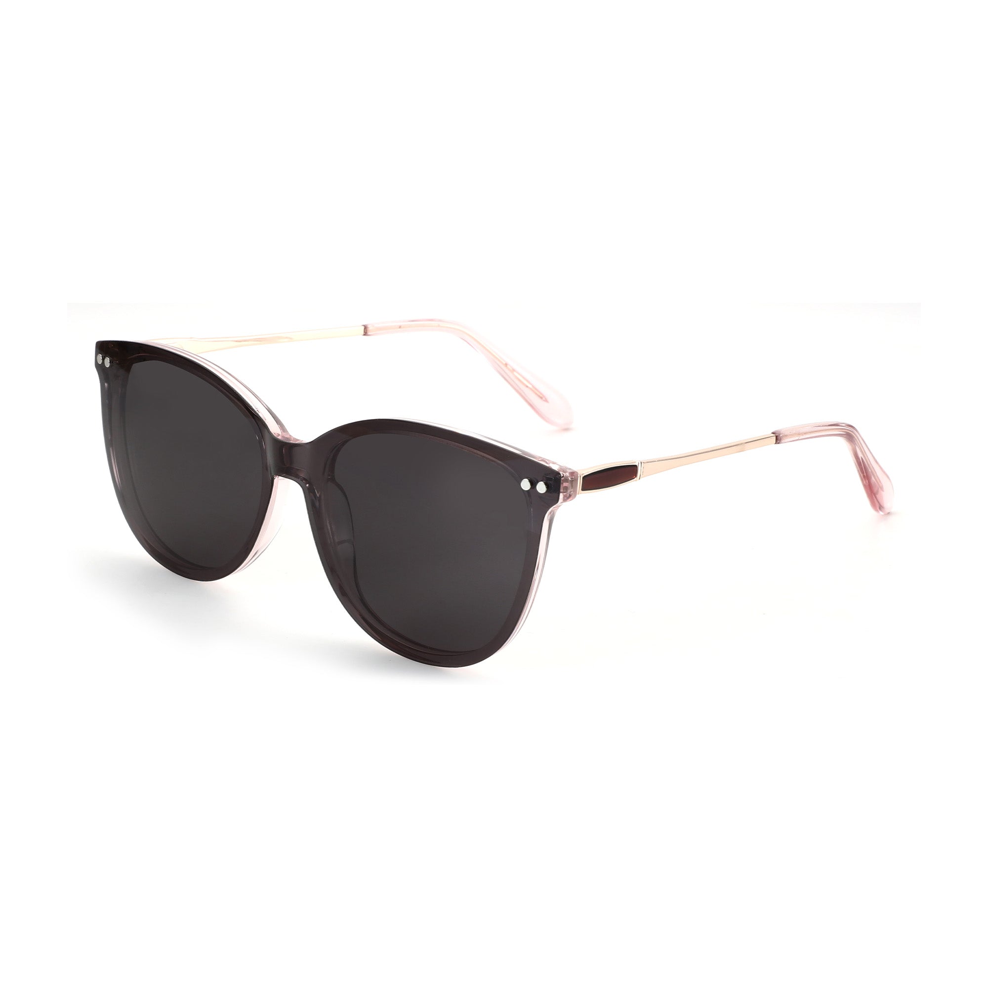 Zenottic Sun Glasses Odelette in pink and brown acetate with gold accents. Cat-eye sunglasses.