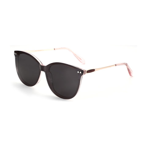 Zenottic Sun Glasses Odelette in pink and brown acetate with gold accents. Cat-eye sunglasses.