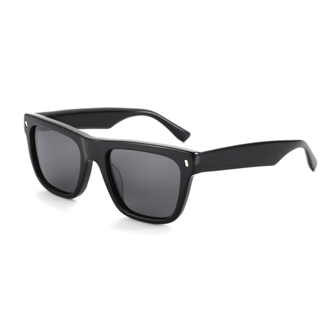 Black acetate frame sunglasses with grey lenses - Zenottic Hankins