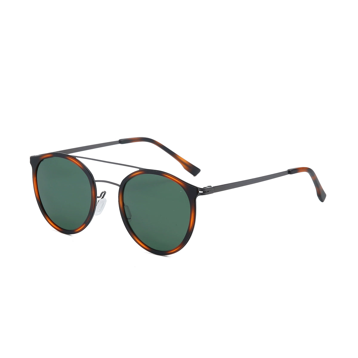 Zenottic Leslie Sunglasses - Round frame with brown tortoiseshell and green lens