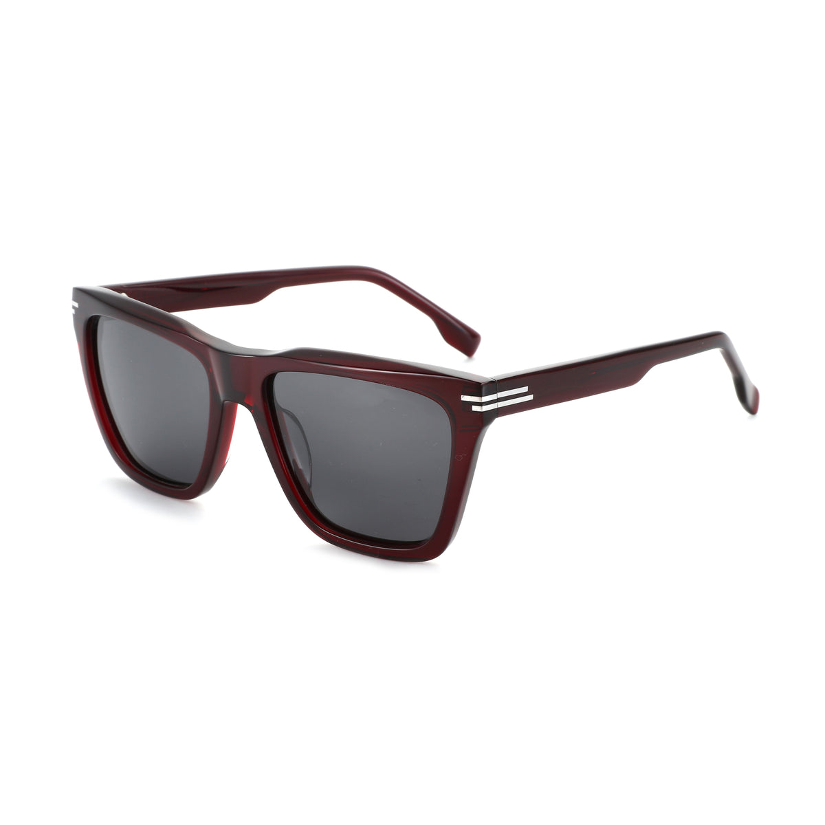 Zenottic Yanely Sunglasses - Square Acetate Frame in Dark Maroon with Polarized Lenses