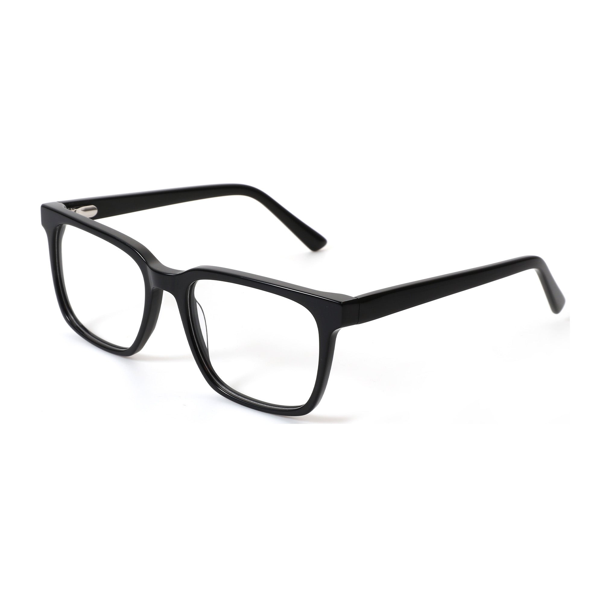 Zenottic Virgil black acetate rectangle eyeglasses with clear lenses.