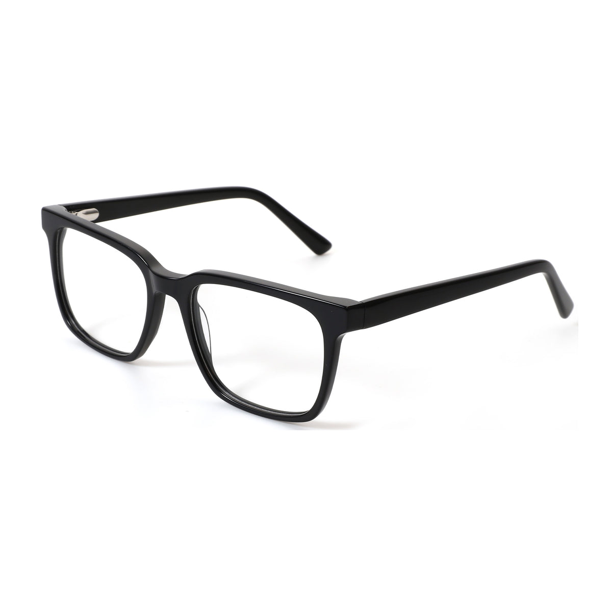 Zenottic Virgil black acetate rectangle eyeglasses with clear lenses.