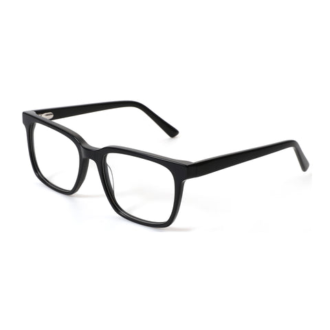 Zenottic Virgil black acetate rectangle eyeglasses with clear lenses.