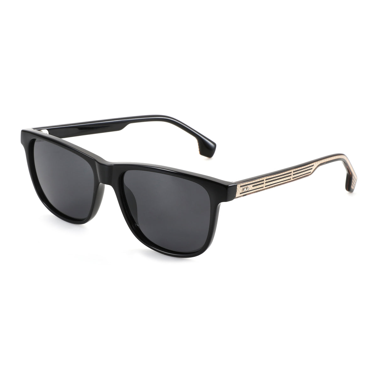 Zenottic Blair black acetate sunglasses with gold striped temples