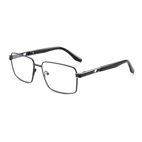 Zenottic Vincent black metal rectangular eyeglasses with textured temples