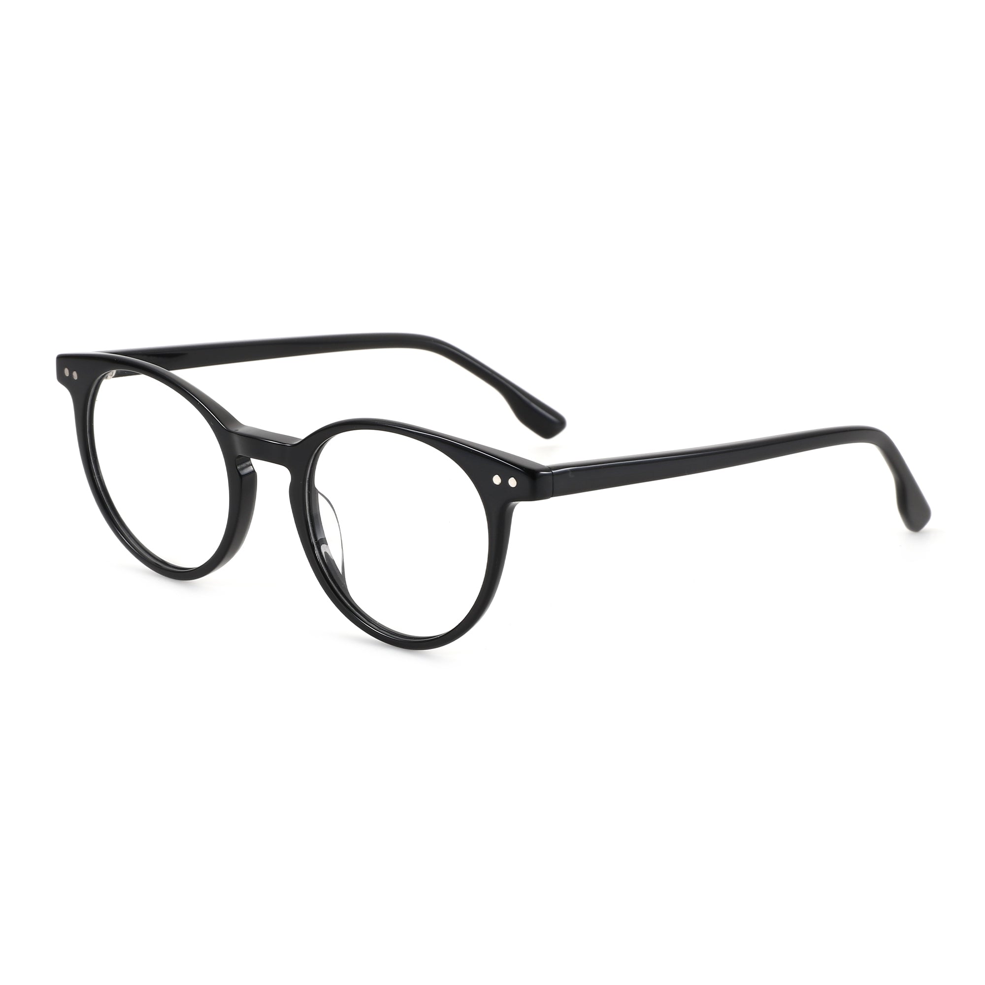 ZENOTTIC Sobremesa round black acetate prescription glasses