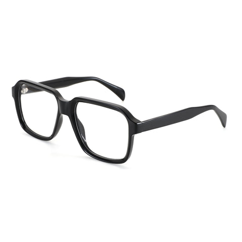 Zenottic Brady eyeglasses with thick black acetate frame and clear lenses.