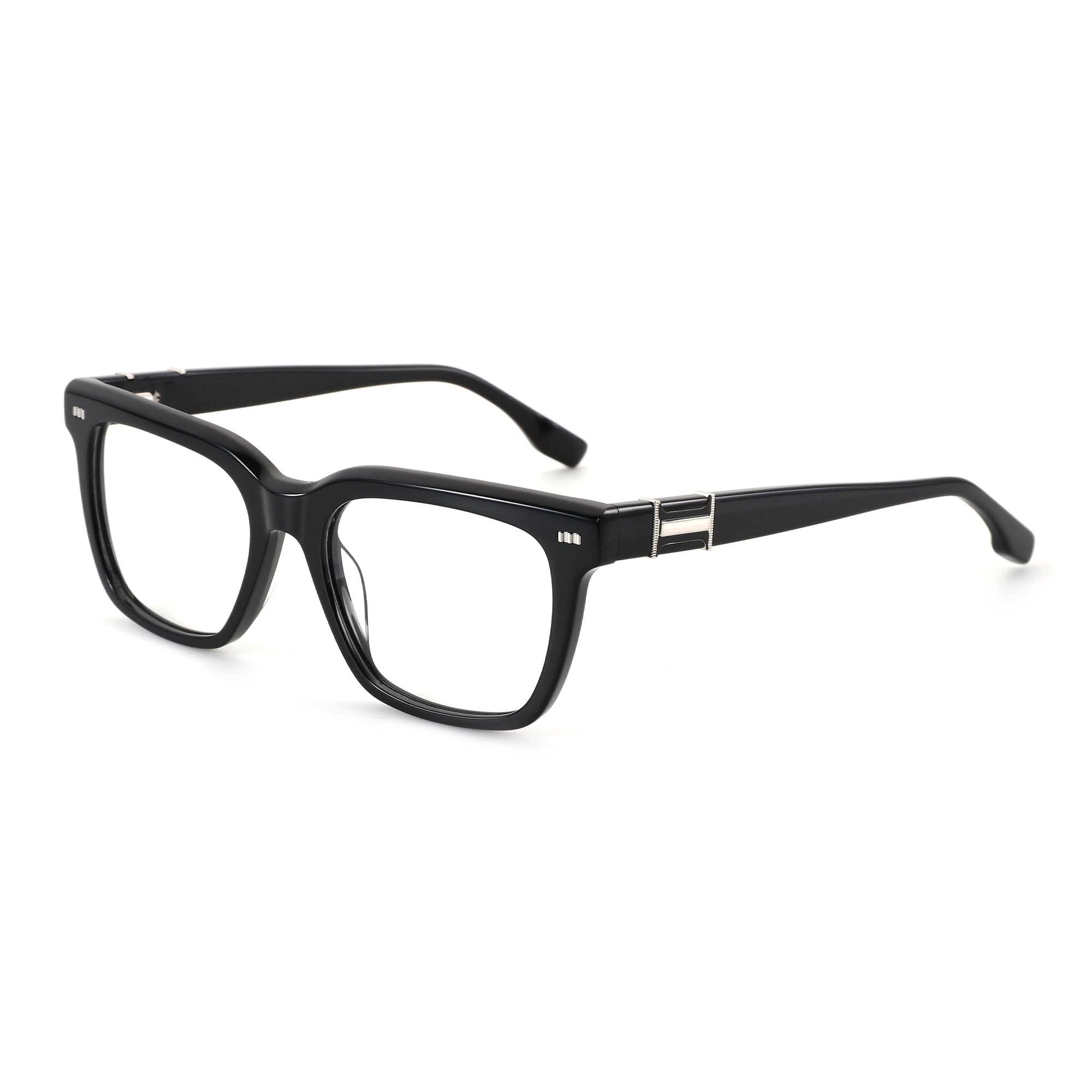 Zenottic Antonio black acetate square eyeglasses with silver accents