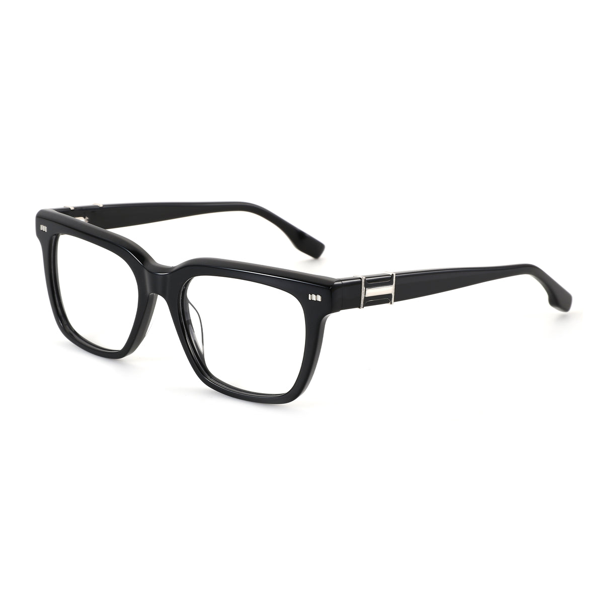 Zenottic Antonio black acetate square eyeglasses with silver accents