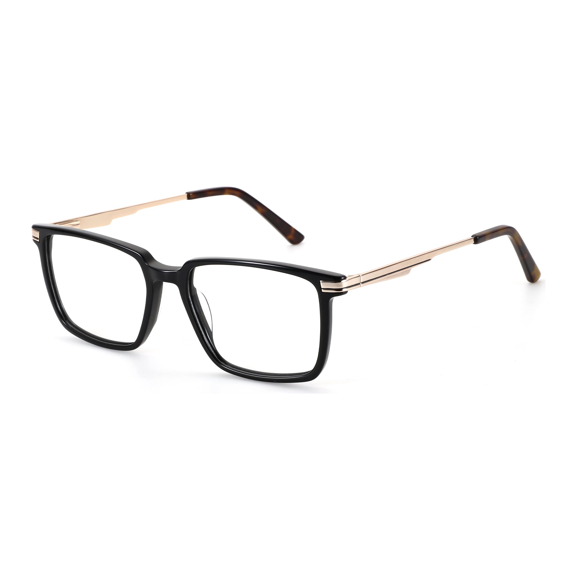 Zenottic Andy black square eyeglasses with gold temples