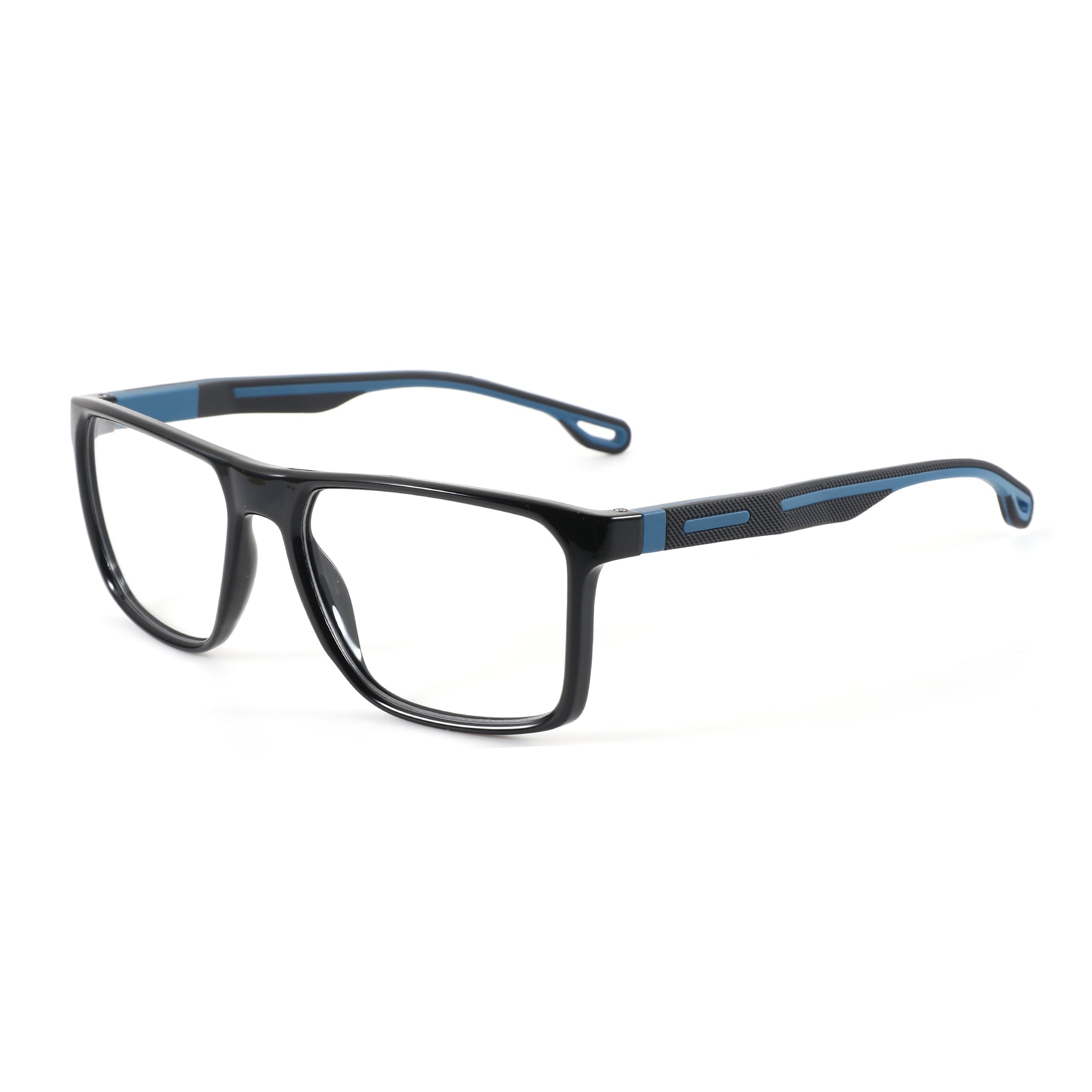 Zenottic Eyeglasses Pablo in black and blue, featuring a rectangular acetate frame.