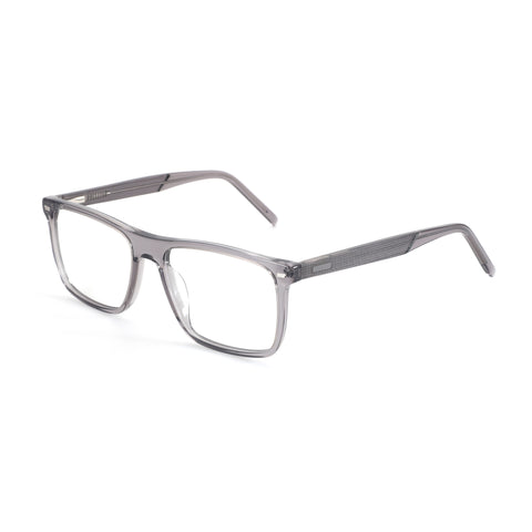 Zenottic Bert eyeglasses in grey acetate with a textured pattern on the temples and a classic rectangular frame.