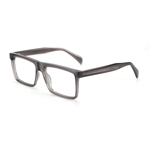 Zenottic Byron rectangular acetate eyeglasses in smoky grey.