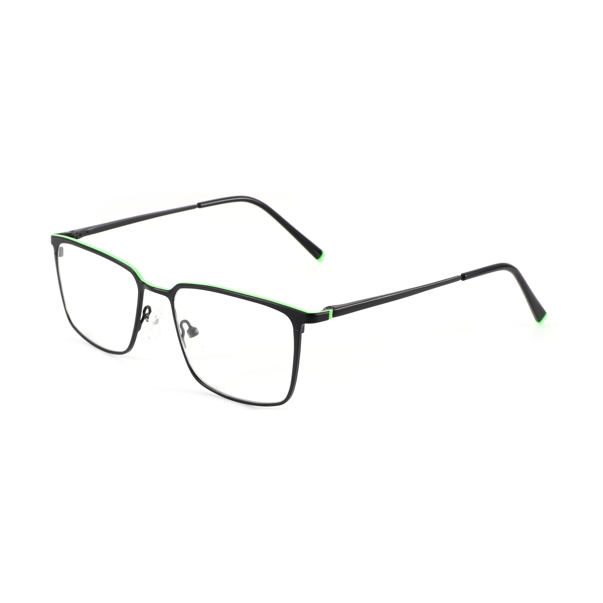 Zenottic Eyeglasses Tony black metal frame with green accents